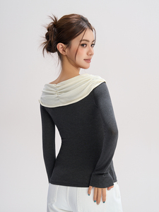 Maglia Diba La cravatta incrociata da donna con blusa e camicia con <span class=keywords><strong>scollo</strong></span> <span class=keywords><strong>a</strong></span> <span class=keywords><strong>barca</strong></span> <span class=keywords><strong>a</strong></span> contrasto - Product Image 2