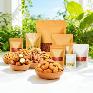 Customized Zippered <strong>Kraft</strong> <strong>Paper</strong> Craft Bag For Quick Shipping Nuts Food Packaging - Product Image 2