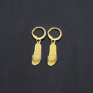 JXX 24k Gold Plated Brass Dolphin/<b>heart</b>/butterfly/ Flower Style Zircon Drop Huggie Hoop Earrings Chunky Hoop Earrings for Women - Product Image 6