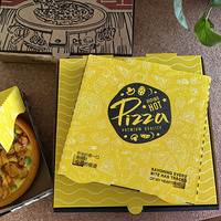 Caja de papel para pizza moderna con logotipo personalizado al por mayor caja de cartón corrugado para pizza para llevar con laminación mate