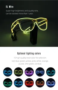 Yüksek kaliteli Neon gözlükleri LED güneş gözlüğü yanıp sönen EL tel Led çılgın büyük parti gözlüğü
