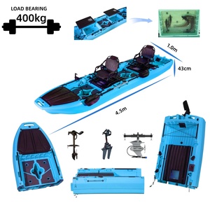 Kayak Modular de 14 pies/10 pies para Dos/Una Persona, Kayak de Pesca con Asiento Superior, para 2 o 1 Persona, Tres/Dos Secciones, Rotomoldeado en HDPE, con Pedales - Product Image 1