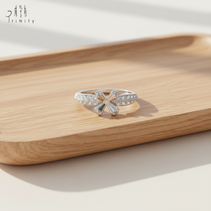 Bague de mariage pour femme, style tendance très populaire, or blanc 18 carats, diamant naturel, sertissage semi-monté, personnalisable sans pierre principale - Product Image 5