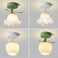 Lustre moderne en métal et verre avec lumière LED blanche froide, forme de fleur, IP65, télécommande, AC, CRI élevé 95, pour la maison et le bureau