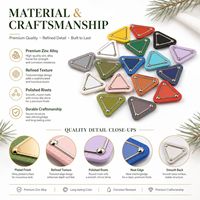 Breloque Métallique OEM en Forme de Triangle Inversé avec Bordure Croisée et Centre Émaillé, 3 Rivets, Breloques Métalliques de Designer