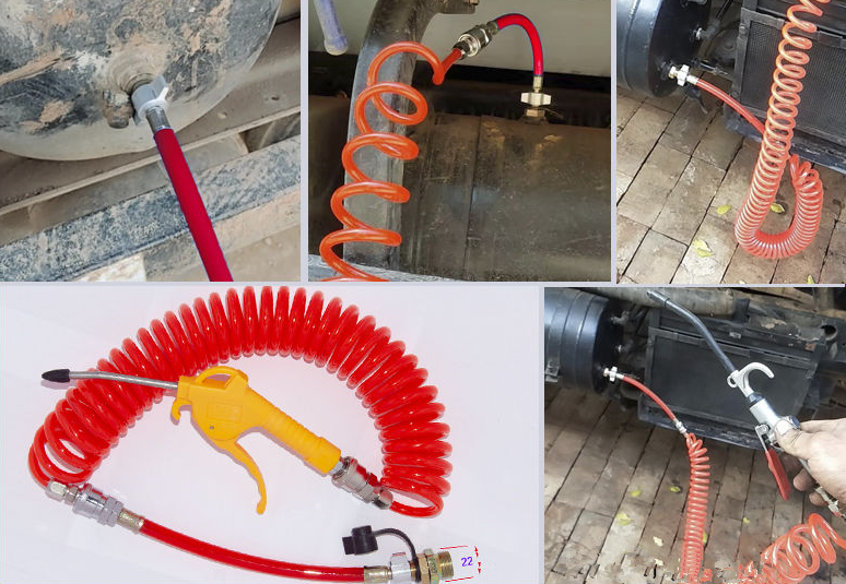 Tuyau D'air Pour Camion Et Remorque - Kit Réservoir D'air, Connexion Caoutchouc Et Métal, Couleur Rouge