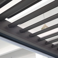 Pergola à auvents électriques Moonlight, système de gouttières DIY, lames orientables automatiques, pour jardin, garage, luxe, étanche, revêtement poudré, télécommande, nature