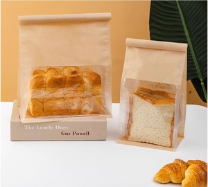 Bolsa de <span class=keywords><strong>pan</strong></span> de panadería casera, bolsa de <span class=keywords><strong>pan</strong></span> de <span class=keywords><strong>levadura</strong></span>, tira de lazo de lata, bolsa de donas de caramelo para galletas de cafetería <span class=keywords><strong>con</strong></span> ventana transparente - Product Image 2