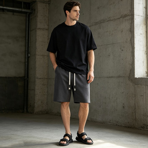 <b>White</b> Cotton Knitted Drawstring <b>Shorts</b> for <b>Men</b> Mid Waist Solid Color Casual with Pockets Breathable <b>Men</b> Wide Leg <b>Shorts</b> - Product Image 5