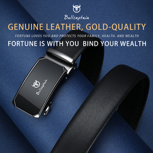 Ceinture en cuir de vache véritable BULLCAPTAIN pour homme, ceinture à boucle automatique de luxe, ceinture noire pour homme d'affaires, boîte cadeau - Product Image 3