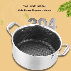 Casserole de cuisson en acier inoxydable 304 à induction personnalisée, facile à nettoyer, de qualité alimentaire, avec revêtement antiadhésif en nid d'abeille et couvercle en verre - Product Image 1