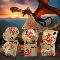 Jeu de dés en métal pour jeu de rôle Fire Dragon, jeu de dés polyédrique avec police unique