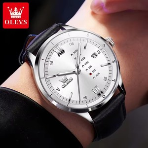 Watch Men's Watches Simple Quartz Dress Week Date Watches For Men Waterproof Luminous Leather Business Male <b>Clock</b> 2931 - Product Image 3