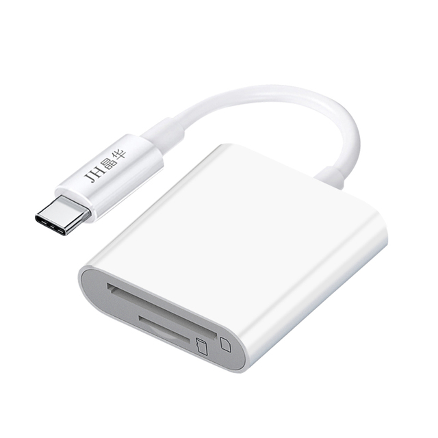 OTG Adapter 2-in-1 Type-C to SD/TF Card Reader USB Drive-Free Plug-and-Play ABS Shell for MacBook Pro Laptop PC Mobile Phones