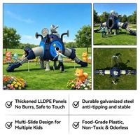 Ensemble de toboggan en plastique pour aire de jeux extérieure, écologique et sécuritaire pour les enfants, sur le thème de la capsule spatiale compacte, pour jardin, parc et école