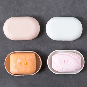 Oval Soap Dish With Lid PP Material Portable Travel Soap Box For Student Use Solid Color Soap Storage Container - Product Image 3
