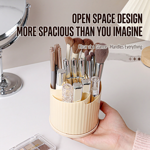 Rotating Pen Holder <b>Makeup</b> Organizer Plastic Cosmetic Brush Storage Cup Countertop Vanity Desktop Rack - Product Image 3