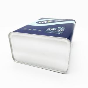 Bidon d'huile moteur en fer blanc de 4 litres, carré et rectangulaire, avec impression offset et bouchon à vis - Product Image 6