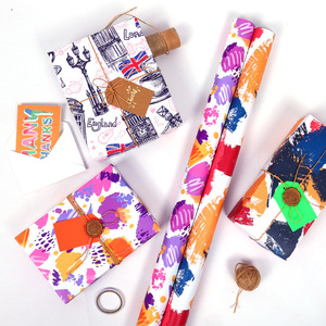 Papier d'emballage cadeau série Art Abstrait, recyclable, simple face, pour loisirs créatifs, motif rayé, graffiti, blocs de couleur, Big Ben - Product Image 3