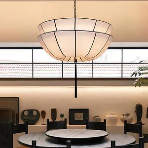 Luminaire suspendu de style japonais, rond, en tissu noir, LED E27, pour restaurant, hôtel, bar, décoration Wabi Sabi - Product Image 1