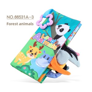 Livre en tissu pour bébé, format main, résistant aux déchirures, papier froissé, animaux anglais, 5 pages, <span class=keywords><strong>10</strong></span> faces, jouet éducatif, 3-6 <span class=keywords><strong>mois</strong></span> - Product Image 6