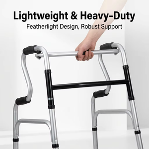 Déambulateur pliant <span class=keywords><strong>RUFU</strong></span> RF2002A à double courbure en alliage d'aluminium, certifié CE, léger, réglable en hauteur, avec frein à disque, stable - Product Image 2