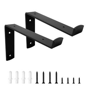 Soportes de estante de pared Soporte de estante flotante rústico de alta resistencia Soportes de metal en <span class=keywords><strong>L</strong></span> <span class=keywords><strong>para</strong></span> estante de estantería abierta DIY Soportes de granja - Product Image 6