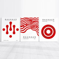 HAOWAI OEM/ODM Affiche Bauhaus rouge Impression d'art du milieu du siècle, Impression Bauhaus, Art mural Bauhaus, Décoration de bureau à domicile, Décoration de salon