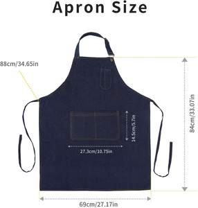 <span class=keywords><strong>Tablier</strong></span> professionnel en denim pour femmes, bbq côtelé pour Chef cuisinier, plusieurs poches, réglable, noir - Product Image 4
