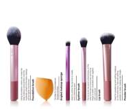 Großhandel Rosa 5-teiliges Make-up-Pinsel-Set mit Beauty-Schwamm Transparentes Etui Foundation Puder Rouge Lidschatten Pinsel-Kit für Frauen