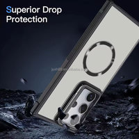 Vente chaude étuis magnétiques transparents porte-lentille en métal antichoc couverture de téléphone portable pour Samsung S25 S24 S23 Plus S22 Ultra
