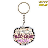 Porte-clés en acrylique « It's Okay Not to Be Okay » – Breloque de sensibilisation à la santé mentale pour sac ou clés – Pendentif transparent durable
