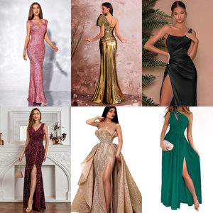 Nouvelle <span class=keywords><strong>Robe</strong></span> de Soirée 2026 en Satin Couleur Unie, Coupe Slim, Taille Haute, Col en V, Qualité Supérieure, Prix de Gros Bas - Product Image 6