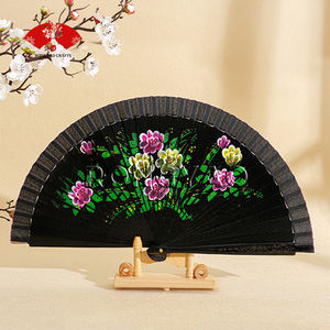 Abanico de Mano Español de Madera Pintado de Rojo de 23 cm con Estampado de Flores, Abanico <span class=keywords><strong>Flamenco</strong></span> para Mujer - Product Image 6