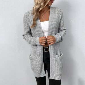 Nuevo Estilo Otoño Invierno Cárdigan de Mujer Suéter Abrigos Casuales de Manga Larga Cárdigan de Punto de Una Sola Fila de Botones - Product Image 2