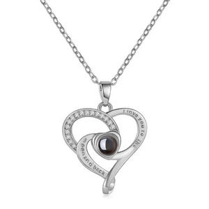 Thời trang tình yêu Knot Vòng cổ Tùy chỉnh hình ảnh chiếu Vòng cổ 2025 trang sức 100 ngôn ngữ tôi yêu bạn shopify dropshipping - Product Image 2