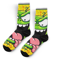 Chaussettes mi-mollet décontractées pour hommes, à imprimé hivernal Alien UFO, fantaisie et amusantes, avec motifs de citrouille effrayante et de maison hantée, style dessin animé, pour usage quotidien