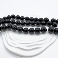 Perles rondes en agate noire naturelle 2mm/3mm/4mm/6mm/8mm/10mm/12mm/14mm, perles en vrac pour la fabrication de bijoux DIY, semi-finies, vente en gros