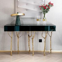 Mesa de Entrada Italiana de Lujo Ligero para Villa, Decoración de Pared para Recibidor, Mesa de Entrada con Diseño Creativo, Mueble de Entrada Artístico