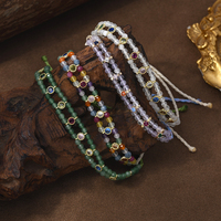 Gelang manik-manik berlapis ganda zirkon dengan batu kuarsa alami facet berkualitas tinggi Eropa Amerika, perhiasan retro eksotis, hadiah