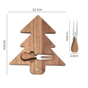 Tagliere all'ingrosso con coltello e forchetta per tagliare il formaggio Logo personalizzato in legno albero di natale - Product Image 5