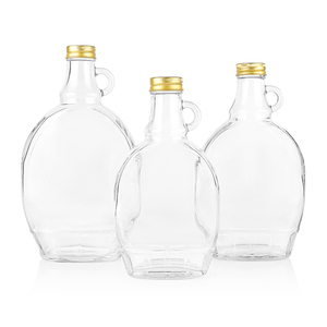 Bouteilles <span class=keywords><strong>de</strong></span> sirop d'érable en verre <span class=keywords><strong>de</strong></span> forme plate transparente <span class=keywords><strong>de</strong></span> 150ml 250ml 375ml 500ml avec avec petite poignée et <span class=keywords><strong>bouchon</strong></span> à vis - Product Image 3