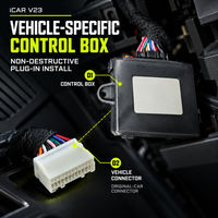 Système d'alerte d'angle mort iCAR V23 avec miroir grand angle blanc, double radar, boîtier de commande spécifique au véhicule, faisceau de câblage et fixation