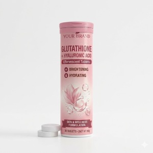 Comprimés effervescents de glutathion et d'acide hyaluronique pour éclaircir la peau, hydrater en profondeur et offrir un soutien antioxydant - Product Image 1