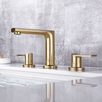 Robinet de lavabo moderne et minimaliste en laiton électroplaqué, chaud et froid, à trois trous, avec double poignée et valve en céramique