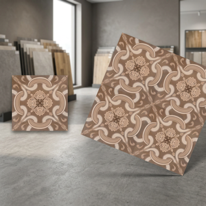 Carreaux de sol en céramique numérique émaillée effet pierre rectifiée, brillants et antidérapants, motif floral moderne 300x300mm - Product Image 5