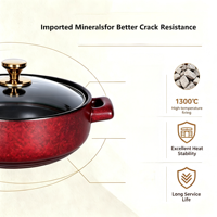 Casserole à induction, marmite à soupe, corps en céramique, couvercle en verre, résistante à la chaleur, antiadhésive, passe au lave-vaisselle, capacité de 6 L, ensemble de casseroles