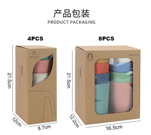 Tazza da Caffè in Fibra di Grano Eco-Friendly con Manico, Bicchiere per Acqua a Righe, Articoli per Bere in Plastica per la Casa, Paglia di Grano - Product Image 5