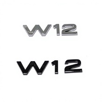 Autocollant Emblème Latéral ABS Noir Chromé W12 V10 pour Aile de Voiture, Badge de Voiture Modifié, LOGO Arrière Grand et Petit Format