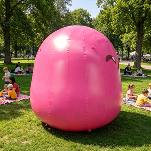 Mascotte gonflable géante rose WINSUN avec visage souriant, personnage gonflable en PVC mignon pour les festivals, les événements et la décoration extérieure - Product Image 6